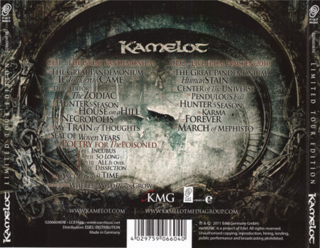 Kamelot "Poetry For The Poisoned & Live From Wacken (Limited Tour Edition)" CD