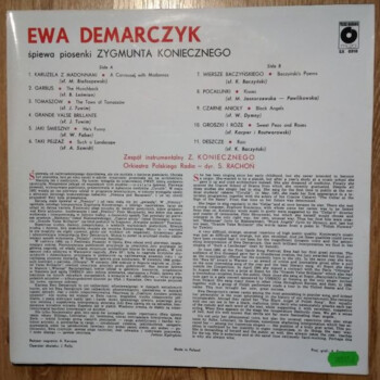 Ewa Demarczyk "Ewa Demarczyk Śpiewa Piosenki Zygmunta Koniecznego" LP