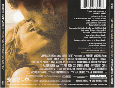 Gabriel Yared, Academy Of St. Martin In The Fields "The English Patient (Original Soundtrack Recording)" CD