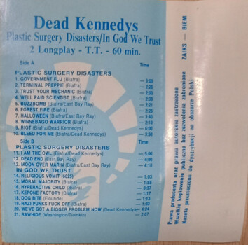 Dead Kennedys "Plastic Surgery Disasters / In God We Trust, Inc." MC