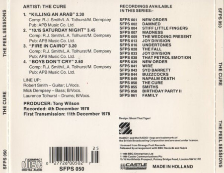The Cure "The Peel Sessions" CD